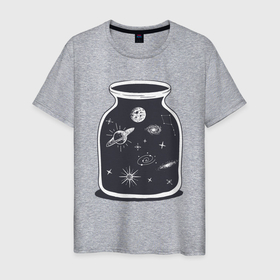 Мужская футболка хлопок с принтом Домашний космос в Курске, 100% хлопок | прямой крой, круглый вырез горловины, длина до линии бедер, слегка спущенное плечо. | 