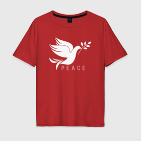 Мужская футболка хлопок Oversize с принтом Peace pigeon bird в Курске, 100% хлопок | свободный крой, круглый ворот, “спинка” длиннее передней части | Тематика изображения на принте: 