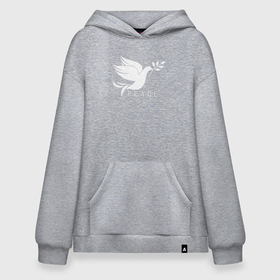 Худи SuperOversize хлопок с принтом Peace pigeon bird в Петрозаводске, 70% хлопок, 30% полиэстер, мягкий начес внутри | карман-кенгуру, эластичная резинка на манжетах и по нижней кромке, двухслойный капюшон
 | 