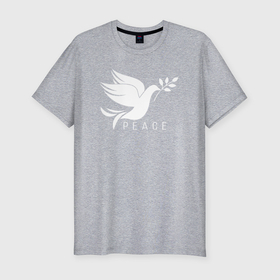 Мужская футболка хлопок Slim с принтом Peace pigeon bird в Курске, 92% хлопок, 8% лайкра | приталенный силуэт, круглый вырез ворота, длина до линии бедра, короткий рукав | Тематика изображения на принте: 