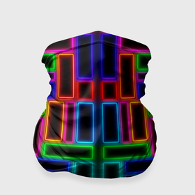 Бандана-труба 3D с принтом Цветные светящиеся прямоугольники в Петрозаводске, 100% полиэстер, ткань с особыми свойствами — Activecool | плотность 150‒180 г/м2; хорошо тянется, но сохраняет форму | 