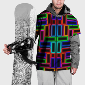 Накидка на куртку 3D с принтом Цветные светящиеся прямоугольники , 100% полиэстер |  | 