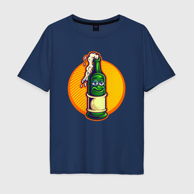 Мужская футболка хлопок Oversize с принтом Пенное в бутылке в Петрозаводске, 100% хлопок | свободный крой, круглый ворот, “спинка” длиннее передней части | Тематика изображения на принте: 