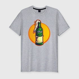 Мужская футболка хлопок Slim с принтом Пенное в бутылке в Петрозаводске, 92% хлопок, 8% лайкра | приталенный силуэт, круглый вырез ворота, длина до линии бедра, короткий рукав | Тематика изображения на принте: 