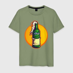 Мужская футболка хлопок с принтом Пенное в бутылке в Петрозаводске, 100% хлопок | прямой крой, круглый вырез горловины, длина до линии бедер, слегка спущенное плечо. | Тематика изображения на принте: 
