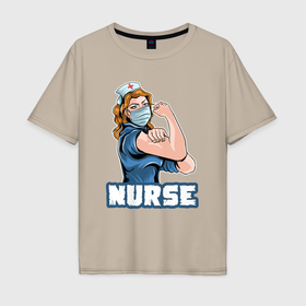 Мужская футболка хлопок Oversize с принтом Good nurse , 100% хлопок | свободный крой, круглый ворот, “спинка” длиннее передней части | 