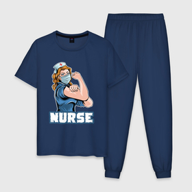 Мужская пижама хлопок с принтом Good nurse , 100% хлопок | брюки и футболка прямого кроя, без карманов, на брюках мягкая резинка на поясе и по низу штанин
 | 