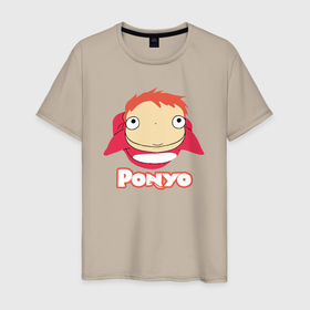 Мужская футболка хлопок с принтом Поньо рыбка в Санкт-Петербурге, 100% хлопок | прямой крой, круглый вырез горловины, длина до линии бедер, слегка спущенное плечо. | 