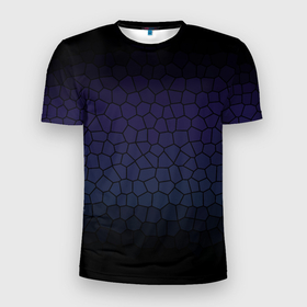 Мужская футболка 3D Slim с принтом Чёрно фиолетовый мозаика крупная в Петрозаводске, 100% полиэстер с улучшенными характеристиками | приталенный силуэт, круглая горловина, широкие плечи, сужается к линии бедра | Тематика изображения на принте: 