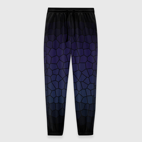 Мужские брюки 3D с принтом Чёрно фиолетовый мозаика крупная в Тюмени, 100% полиэстер | манжеты по низу, эластичный пояс регулируется шнурком, по бокам два кармана без застежек, внутренняя часть кармана из мелкой сетки | 