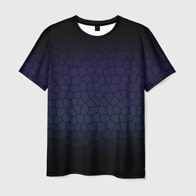 Мужская футболка 3D с принтом Чёрно фиолетовый мозаика крупная в Петрозаводске, 100% полиэфир | прямой крой, круглый вырез горловины, длина до линии бедер | Тематика изображения на принте: 