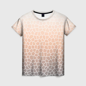 Женская футболка 3D с принтом Серо бежевый паттерн мозаика в Санкт-Петербурге, 100% полиэфир ( синтетическое хлопкоподобное полотно) | прямой крой, круглый вырез горловины, длина до линии бедер | 