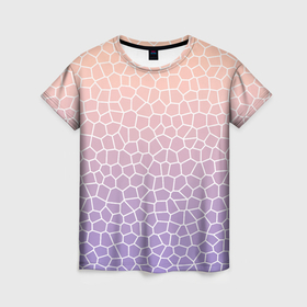 Женская футболка 3D с принтом Паттерн мозаика светло сиреневый в Кировске, 100% полиэфир ( синтетическое хлопкоподобное полотно) | прямой крой, круглый вырез горловины, длина до линии бедер | 