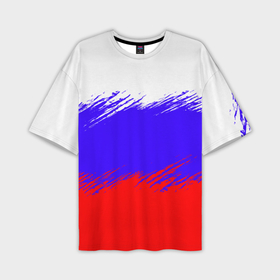 Мужская футболка oversize 3D с принтом Триколор штрихи в Санкт-Петербурге,  |  | Тематика изображения на принте: 