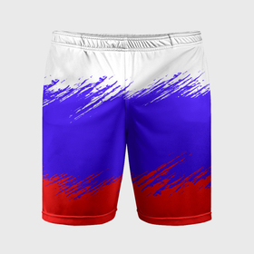 Мужские шорты спортивные с принтом Триколор штрихи в Санкт-Петербурге,  |  | Тематика изображения на принте: 