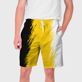 Мужские шорты 3D с принтом Имперский флаг России штрихи в Тюмени,  полиэстер 100% | прямой крой, два кармана без застежек по бокам. Мягкая трикотажная резинка на поясе, внутри которой широкие завязки. Длина чуть выше колен | 