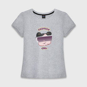 Женская футболка хлопок Slim с принтом Маленькая модница   fashion girl в Курске,  |  | Тематика изображения на принте: 