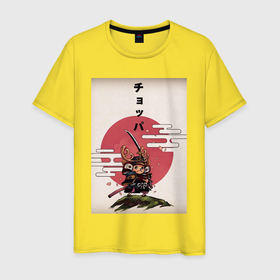 Мужская футболка хлопок с принтом Тони Тони Чоппер самурай в Тюмени, 100% хлопок | прямой крой, круглый вырез горловины, длина до линии бедер, слегка спущенное плечо. | 