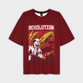 Мужская футболка oversize 3D с принтом Народная революция с Лениным в Петрозаводске,  |  | Тематика изображения на принте: 