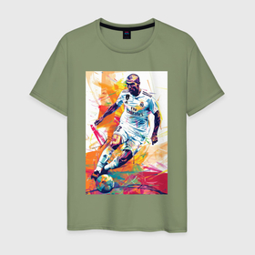 Мужская футболка хлопок с принтом Зинедин Зидан в Курске, 100% хлопок | прямой крой, круглый вырез горловины, длина до линии бедер, слегка спущенное плечо. | 
