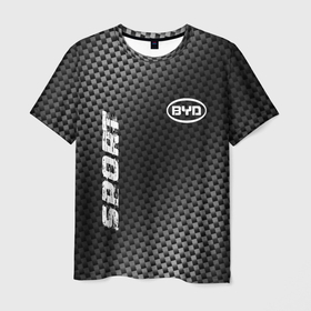 Мужская футболка 3D с принтом BYD sport carbon в Новосибирске, 100% полиэфир | прямой крой, круглый вырез горловины, длина до линии бедер | 