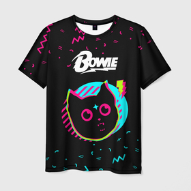 Мужская футболка 3D с принтом David Bowie   rock star cat , 100% полиэфир | прямой крой, круглый вырез горловины, длина до линии бедер | Тематика изображения на принте: 
