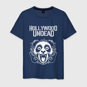 Мужская футболка хлопок с принтом Hollywood Undead rock panda в Санкт-Петербурге, 100% хлопок | прямой крой, круглый вырез горловины, длина до линии бедер, слегка спущенное плечо. | Тематика изображения на принте: 