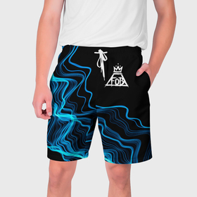 Мужские шорты 3D с принтом Fall Out Boy sound wave в Кировске,  полиэстер 100% | прямой крой, два кармана без застежек по бокам. Мягкая трикотажная резинка на поясе, внутри которой широкие завязки. Длина чуть выше колен | 