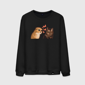Мужской свитшот хлопок с принтом Недовольный и грустный кот    Talking Cats в Курске, 100% хлопок |  | Тематика изображения на принте: 