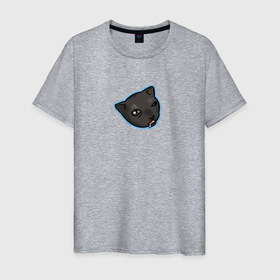 Мужская футболка хлопок с принтом Сонный котик в Белгороде, 100% хлопок | прямой крой, круглый вырез горловины, длина до линии бедер, слегка спущенное плечо. | 