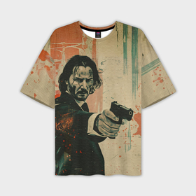 Мужская футболка oversize 3D с принтом Джон Уик с пистолетом в Кировске,  |  | 