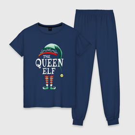 Женская пижама хлопок с принтом The queen elf в Тюмени, 100% хлопок | брюки и футболка прямого кроя, без карманов, на брюках мягкая резинка на поясе и по низу штанин | 