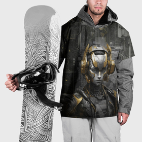 Накидка на куртку 3D с принтом Девушка киборг из стали в Кировске, 100% полиэстер |  | 