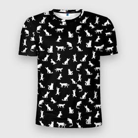 Мужская футболка 3D Slim с принтом Covered in cats в Тюмени, 100% полиэстер с улучшенными характеристиками | приталенный силуэт, круглая горловина, широкие плечи, сужается к линии бедра | 