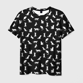 Мужская футболка 3D с принтом Covered in cats в Петрозаводске, 100% полиэфир | прямой крой, круглый вырез горловины, длина до линии бедер | 