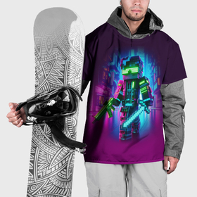 Накидка на куртку 3D с принтом Cyberpunk and Minecraft   collaboration ai art , 100% полиэстер |  | 