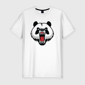Мужская футболка хлопок Slim с принтом Сердитая панда в Петрозаводске, 92% хлопок, 8% лайкра | приталенный силуэт, круглый вырез ворота, длина до линии бедра, короткий рукав | 