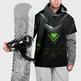 Накидка на куртку 3D с принтом Яркая зеленая абстрактная конструкция в стиле nvidia , 100% полиэстер |  | Тематика изображения на принте: 