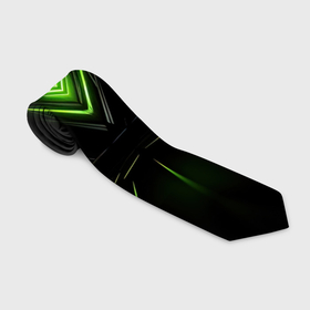 Галстук 3D с принтом Яркая зеленая абстрактная конструкция в стиле nvidia , 100% полиэстер | Длина 148 см; Плотность 150-180 г/м2 | Тематика изображения на принте: 