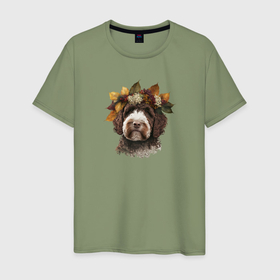 Мужская футболка хлопок с принтом Лаготто романьоло арт с осенними листьями , 100% хлопок | прямой крой, круглый вырез горловины, длина до линии бедер, слегка спущенное плечо. | 