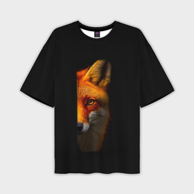 Мужская футболка oversize 3D с принтом Морда рыжей лисы в Новосибирске,  |  | Тематика изображения на принте: 