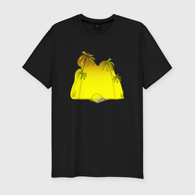 Мужская футболка хлопок Slim с принтом Морской закат из линий в Тюмени, 92% хлопок, 8% лайкра | приталенный силуэт, круглый вырез ворота, длина до линии бедра, короткий рукав | 