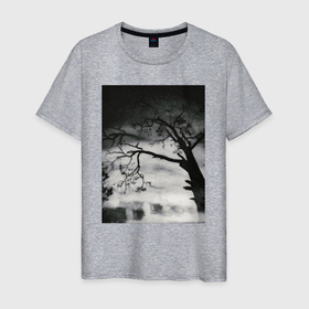 Мужская футболка хлопок с принтом Черное дерево в Кировске, 100% хлопок | прямой крой, круглый вырез горловины, длина до линии бедер, слегка спущенное плечо. | 