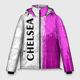 Мужская зимняя куртка 3D с принтом Chelsea pro football по вертикали в Санкт-Петербурге, верх — 100% полиэстер; подкладка — 100% полиэстер; утеплитель — 100% полиэстер | длина ниже бедра, свободный силуэт Оверсайз. Есть воротник-стойка, отстегивающийся капюшон и ветрозащитная планка. 

Боковые карманы с листочкой на кнопках и внутренний карман на молнии. | 