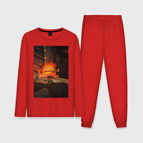 Мужская пижама с лонгсливом хлопок с принтом Кальцифер огненный демон в Петрозаводске,  |  | 