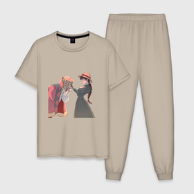 Мужская пижама хлопок с принтом Хаул Ходячий замок в Екатеринбурге, 100% хлопок | брюки и футболка прямого кроя, без карманов, на брюках мягкая резинка на поясе и по низу штанин
 | 