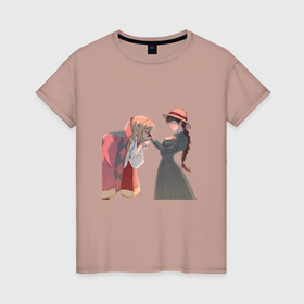 Женская футболка хлопок с принтом Хаул Ходячий замок в Кировске, 100% хлопок | прямой крой, круглый вырез горловины, длина до линии бедер, слегка спущенное плечо | 