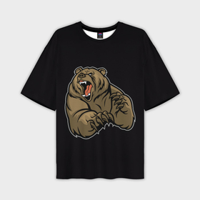 Мужская футболка oversize 3D с принтом Бурый медведь злится в Курске,  |  | 
