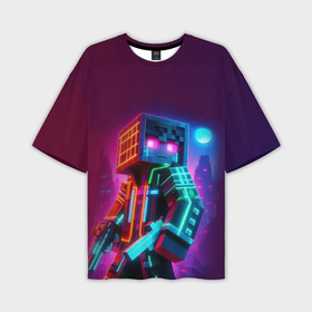 Мужская футболка oversize 3D с принтом Cyberpunk and Minecraft   collaboration ai art в Екатеринбурге,  |  | 