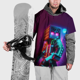 Накидка на куртку 3D с принтом Cyberpunk and Minecraft   collaboration ai art в Екатеринбурге, 100% полиэстер |  | 